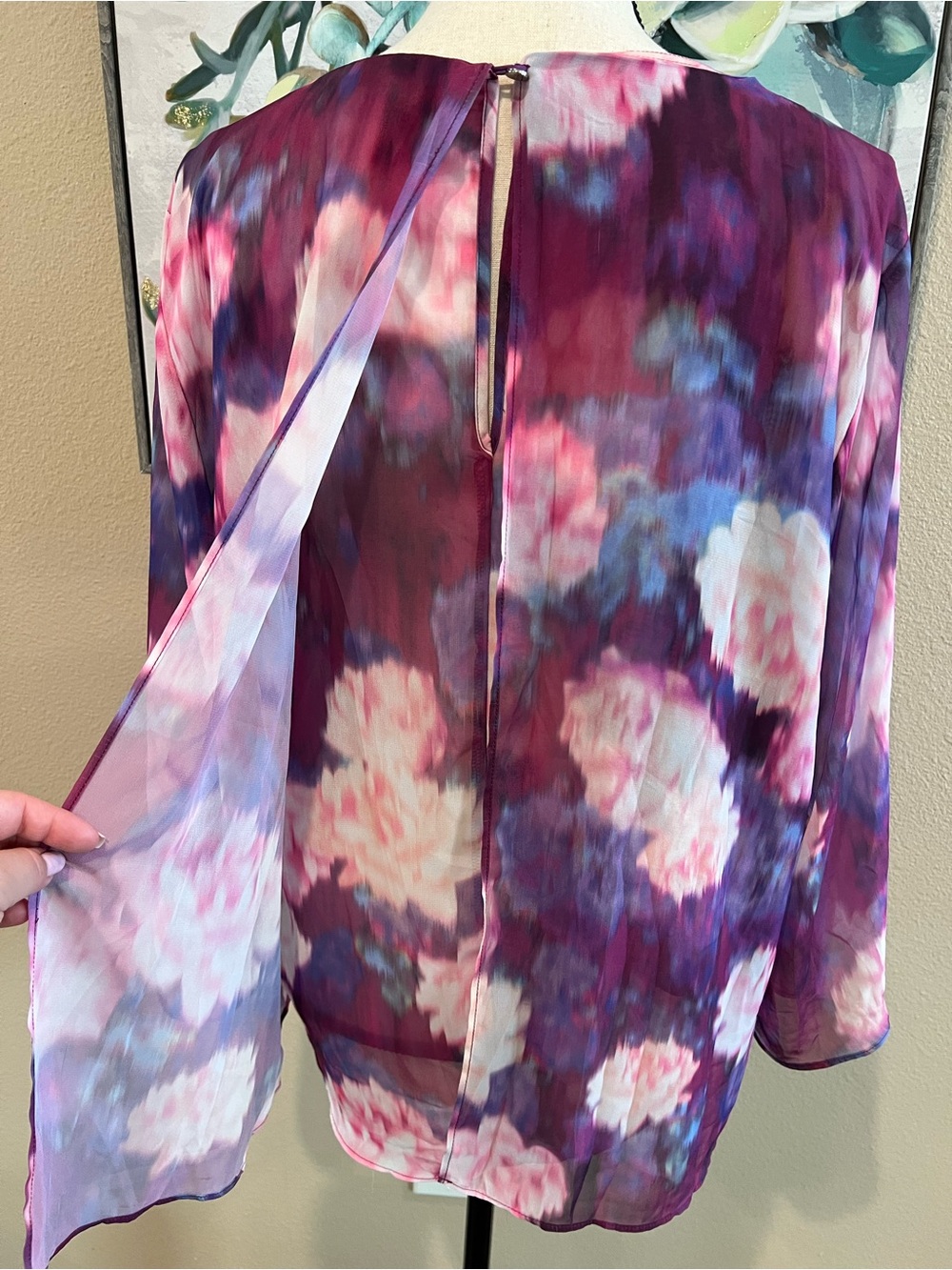 Jennifer Lopez Purple & Pink Floral V-Neck Tunic - Picture 6 of 8
